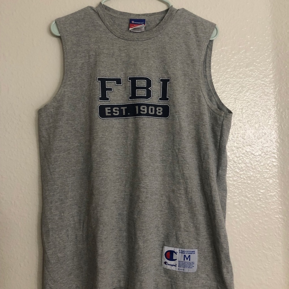 Vintage Champion Label Men’s Retro FBI Muscle Tank Top T-Shirt